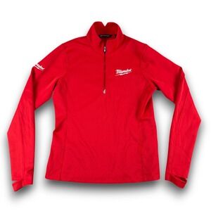 Cutter & Buck 1/4 Zip Pullover Womens M Red Milwaukee Tool Logo Performance
